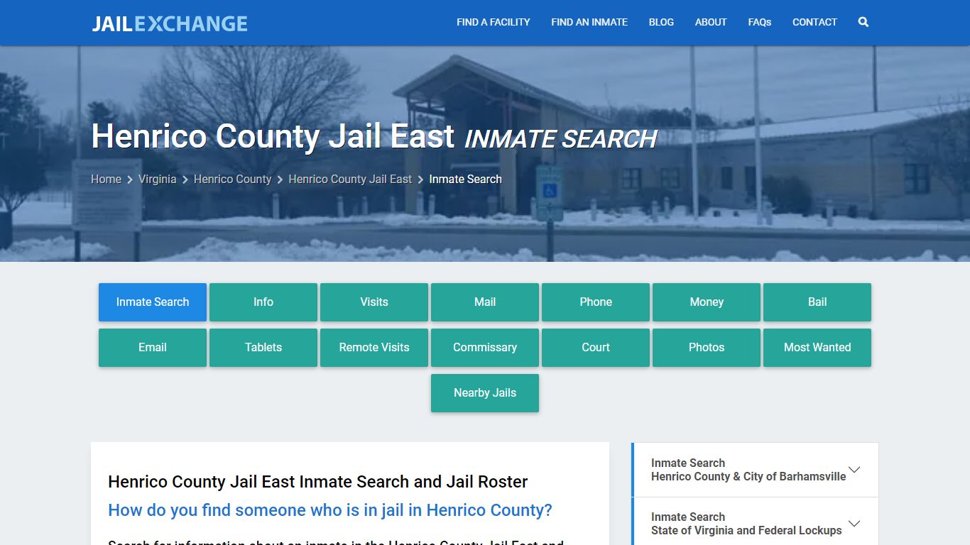 Inmate Search: Roster & Mugshots - Henrico County Jail East, VA